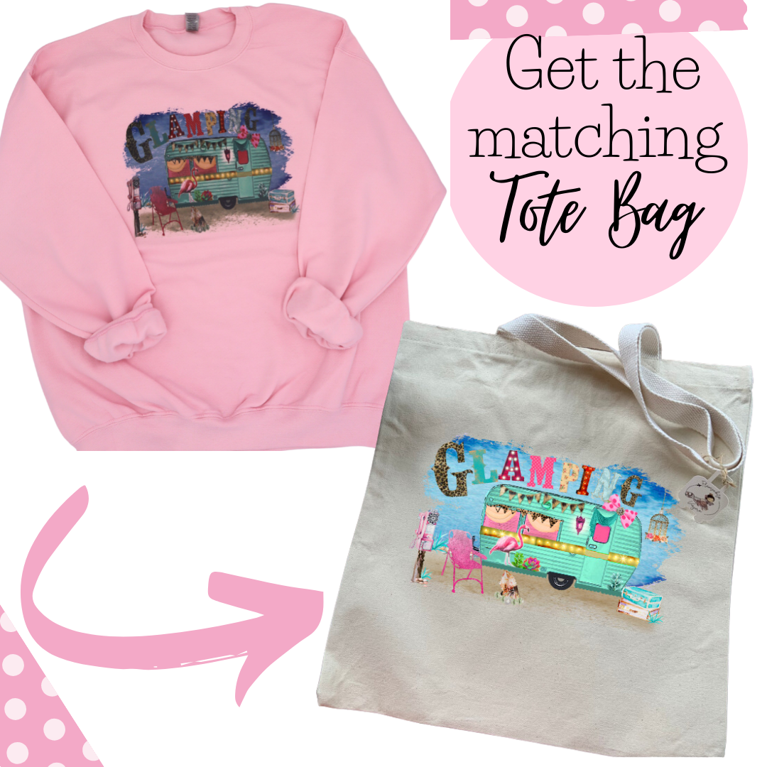 VINTAGE "GLAMPING" PINK CREWNECK SWEATSHIRT