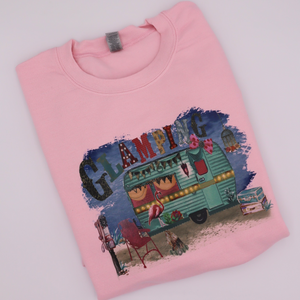 VINTAGE "GLAMPING" PINK CREWNECK SWEATSHIRT