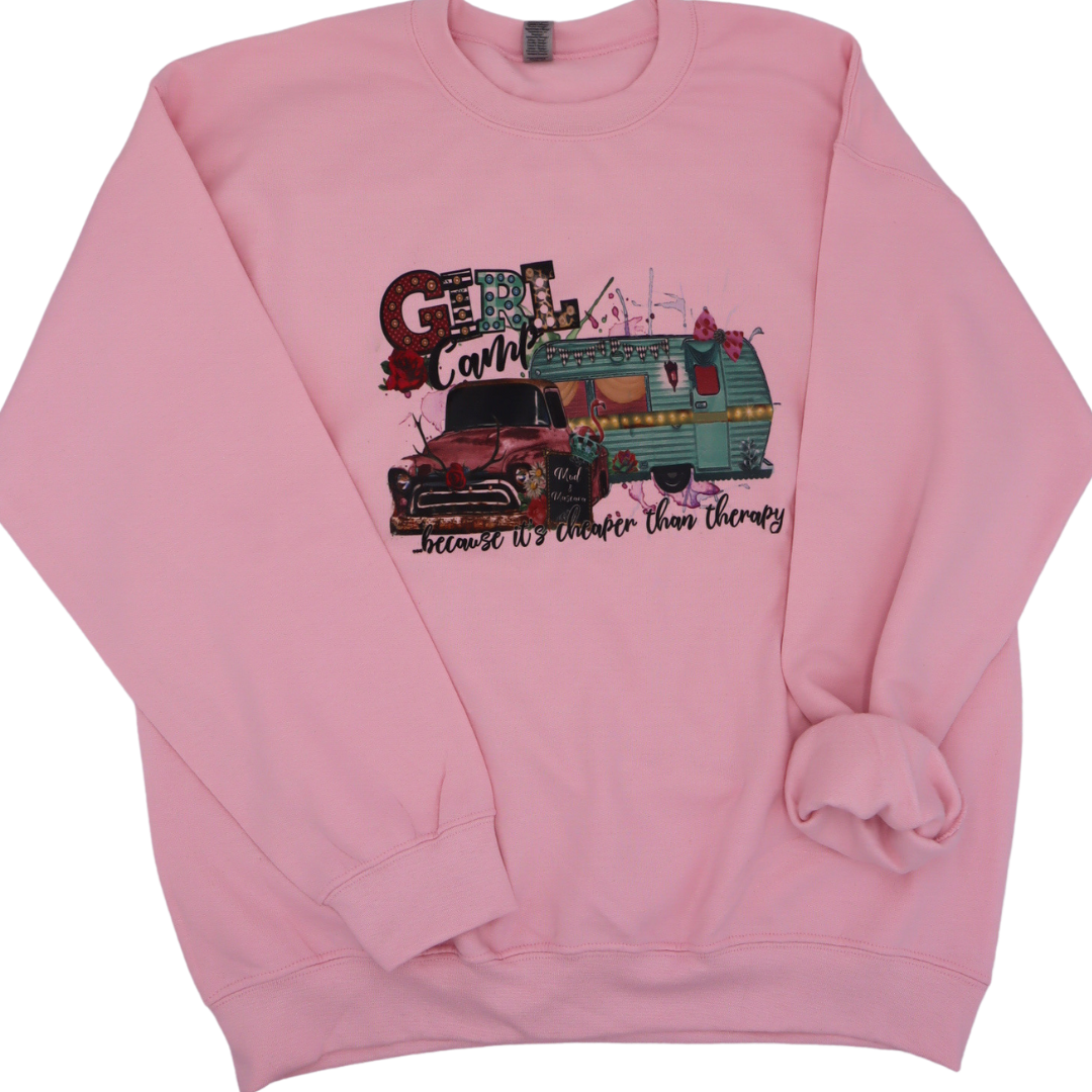 VINTAGE "GIRL CAMP" PINK CREWNECK SWEATSHIRT