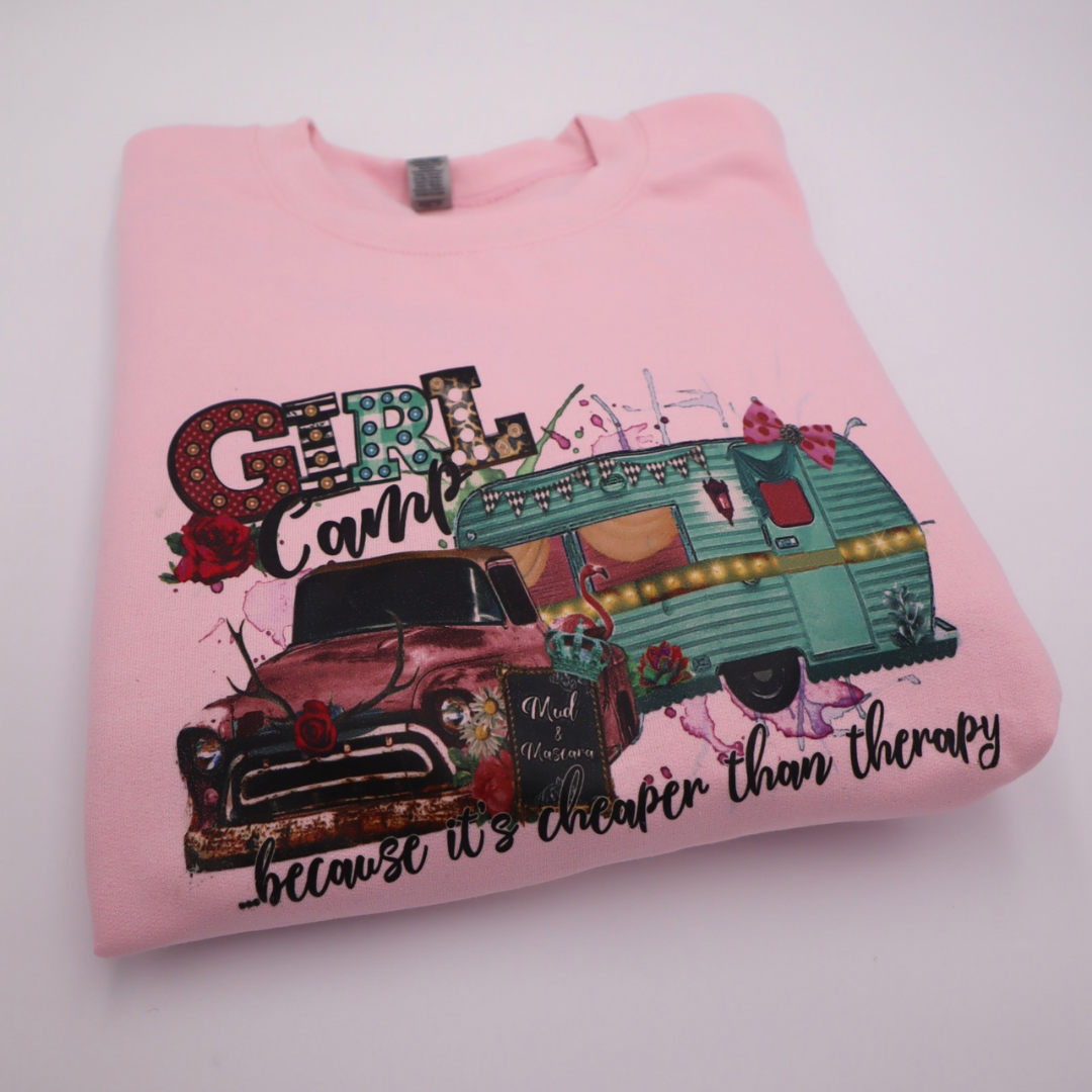 VINTAGE "GIRL CAMP" PINK CREWNECK SWEATSHIRT