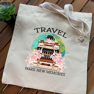 Organic Cotton Tote Bag - TRAVEL-MAKE NEW MEMORIES